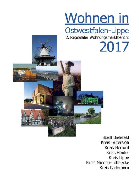 Stellten gemeinsam den 2. Regionalen Wohnungsmarktbericht 2017 im Paderborner Kreishaus vor – (von links nach rechts) Norbert Metzger, Wohnungsbauförderung und Wohnungsaufsicht, Stadt Bielefeld, Jürgen Müller, Landrat des Kreises Herford, Manfred Müller, Landrat des Kreises Paderborn, Christine Simou, Bauverwaltung/Wohnungsbauförderung, Kreis Lippe, Sven-Georg Adenauer, Landrat des Kreises Gütersloh, Dr. Ralf Niermann, Landrat des Kreises Minden-Lübbecke, Hubert Robrecht, Amt für Bauen und Wohnen, Kreis Paderborn, Friedhelm Spieker, Landrat des Kreises Höxter